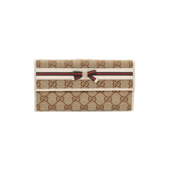 Authentic Gucci Canvas and Sherry Bow Doublesided Wallet - Picture 1 of 7